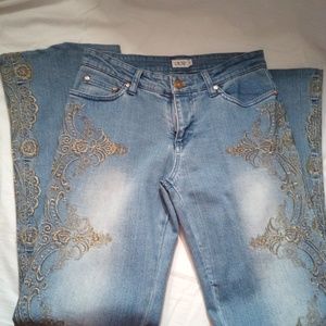 Gold embroidered Blue Jeans